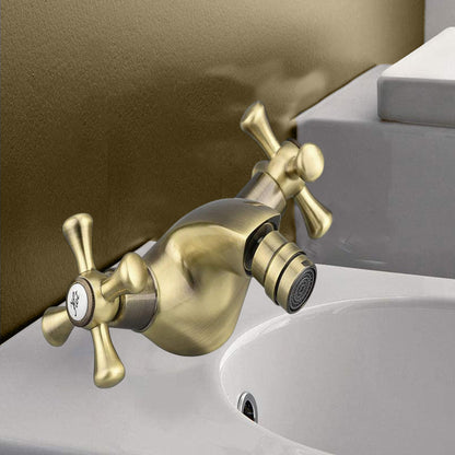 Rubinetto per bagno miscelatore doppio comando lavabo bidet vasca doccia in ottone bronzo opaco modello ROMA