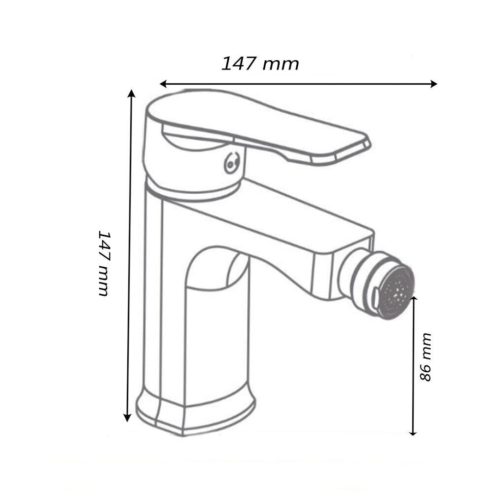 Rubinetto per bagno moderno miscelatore orientabile design quadrato per bidet in ottone cromato lucido modello Allure