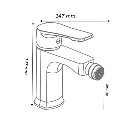 Rubinetto per bagno moderno miscelatore orientabile design quadrato per bidet in ottone cromato lucido modello Allure