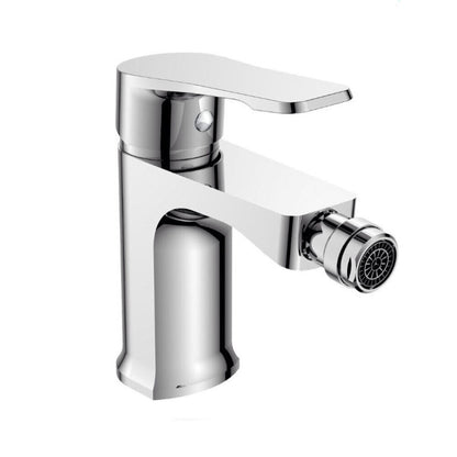 Rubinetto per bagno moderno miscelatore orientabile design quadrato per bidet in ottone cromato lucido modello Allure