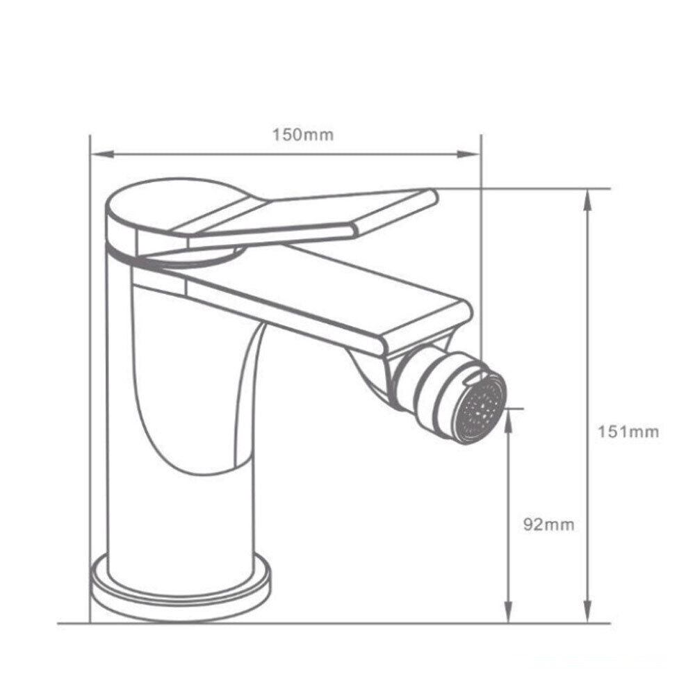 Rubinetto per bagno moderno stilizzato miscelatore orientabile bidet in ottone cromato lucido modello Sky