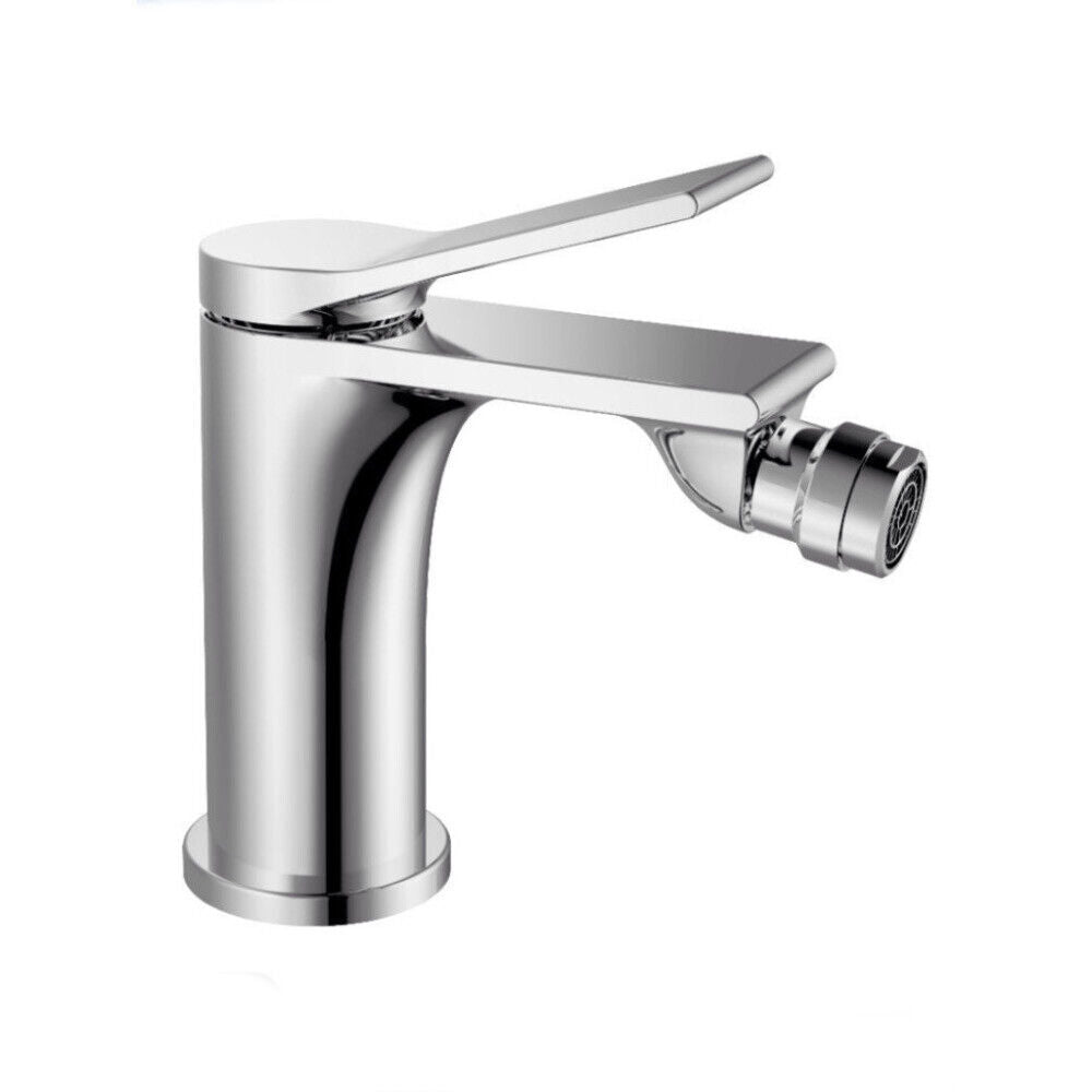 Rubinetto per bagno moderno stilizzato miscelatore orientabile bidet in ottone cromato lucido modello Sky