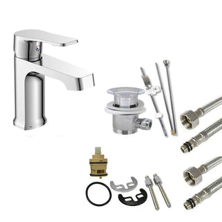 Rubinetto per lavabo da bagno quadrato cromato lucido modello Allure
