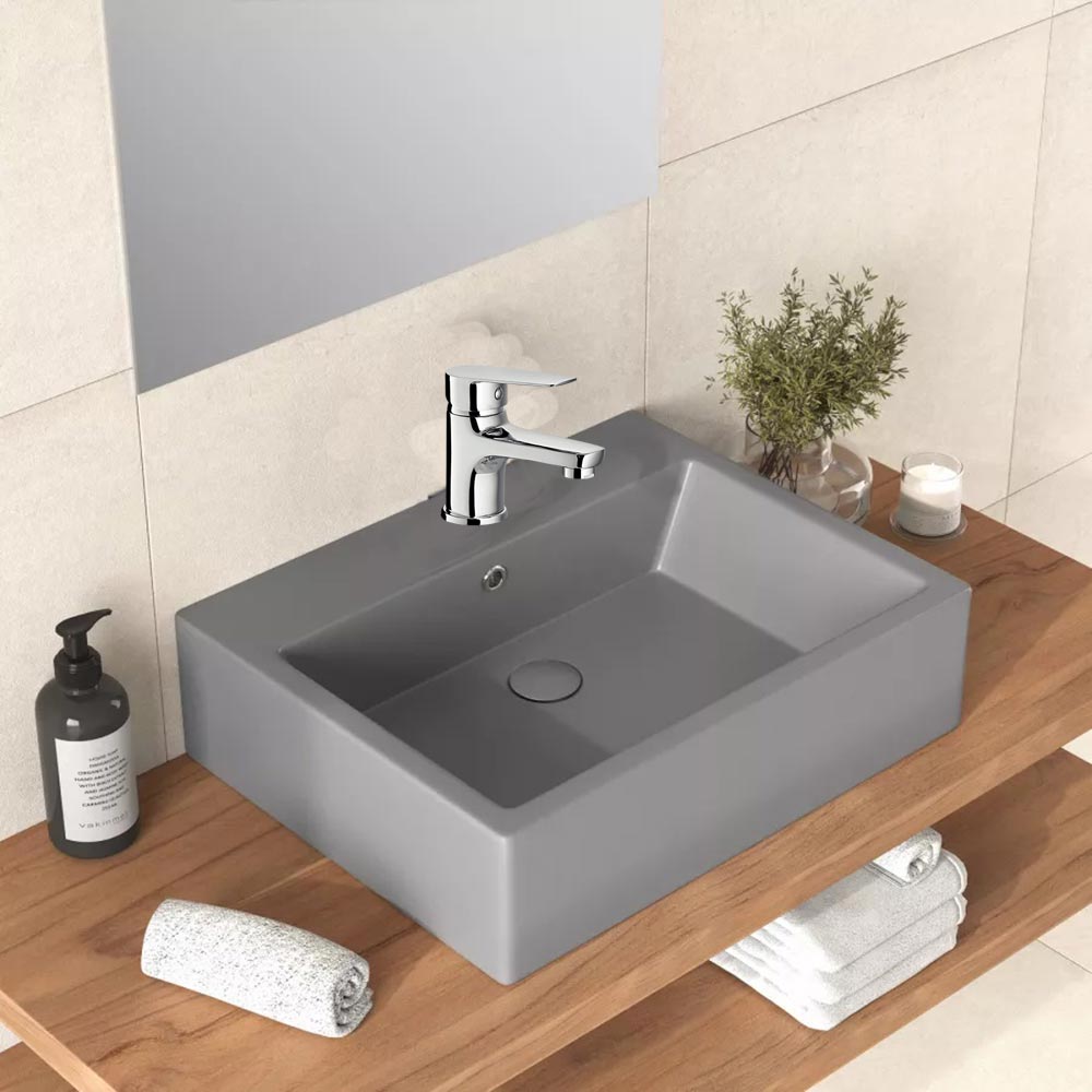Rubinetto Lavabo Bagno Monocomando - Design Moderno In Ottone Cromato, Nero - Foto 5