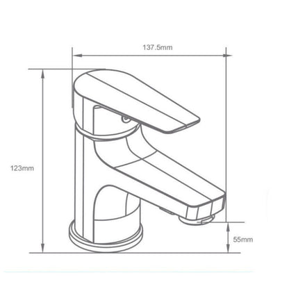 Rubinetto per bagno moderno miscelatore orientabile quadrato per lavabo  in ottone cromato lucido modello Cube