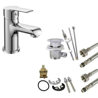 Rubinetto per lavandino bagno ottone cromato lucido modello Roll