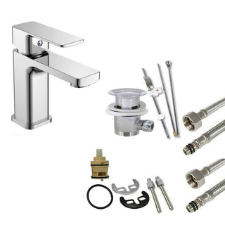 Rubinetto per lavandino da bagno ottone cromato lucido modello Shape