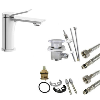 Rubinetto lavabo bagno stilizzato ottone cromato lucido modello Sky