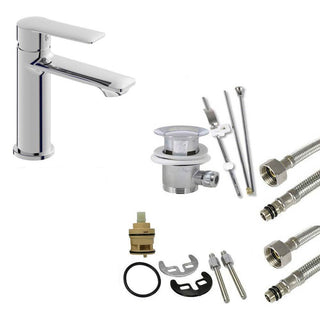 Rubinetto per lavandino bagno ottone cromato lucido modello Sofi