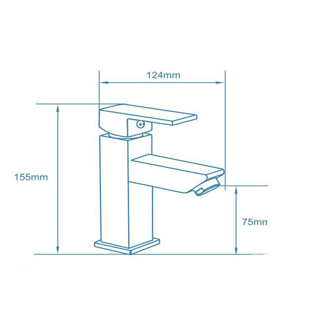 Rubinetto per bagno ultra moderno di forma quadrata miscelatore orientabile lavabo nero opaco modello Firenze