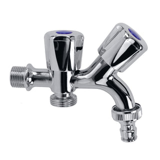 Rubinetto a doppio comando 2 vie per lavatrice attacco ½ e ¾