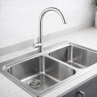 Rubinetto da cucina a canna alta curva orientabile per lavandino
