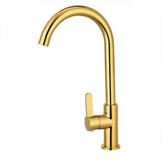 Rubinetto oro lucido da cucina canna alta curva orientabile