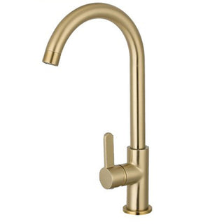 Rubinetto oro satinato da cucina canna alta curva orientabile