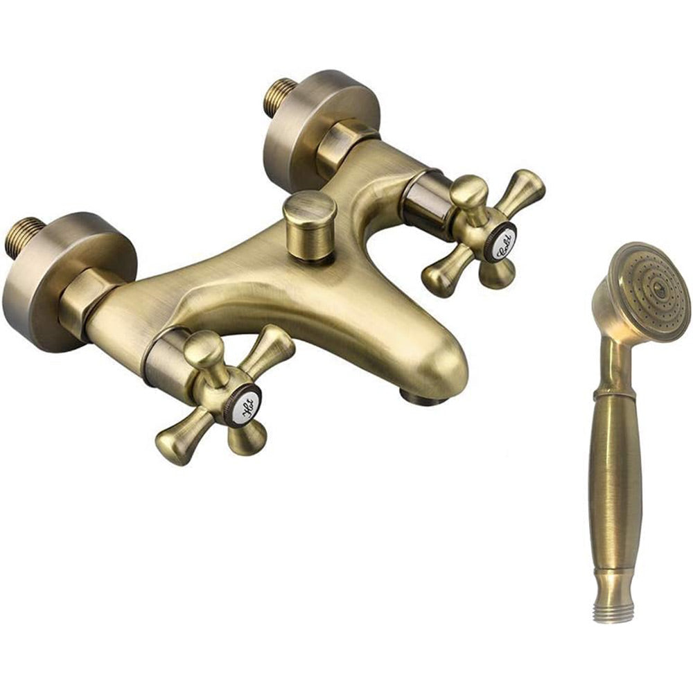 Rubinetto per bagno miscelatore doppio comando lavabo bidet vasca doccia in ottone bronzo opaco modello ROMA