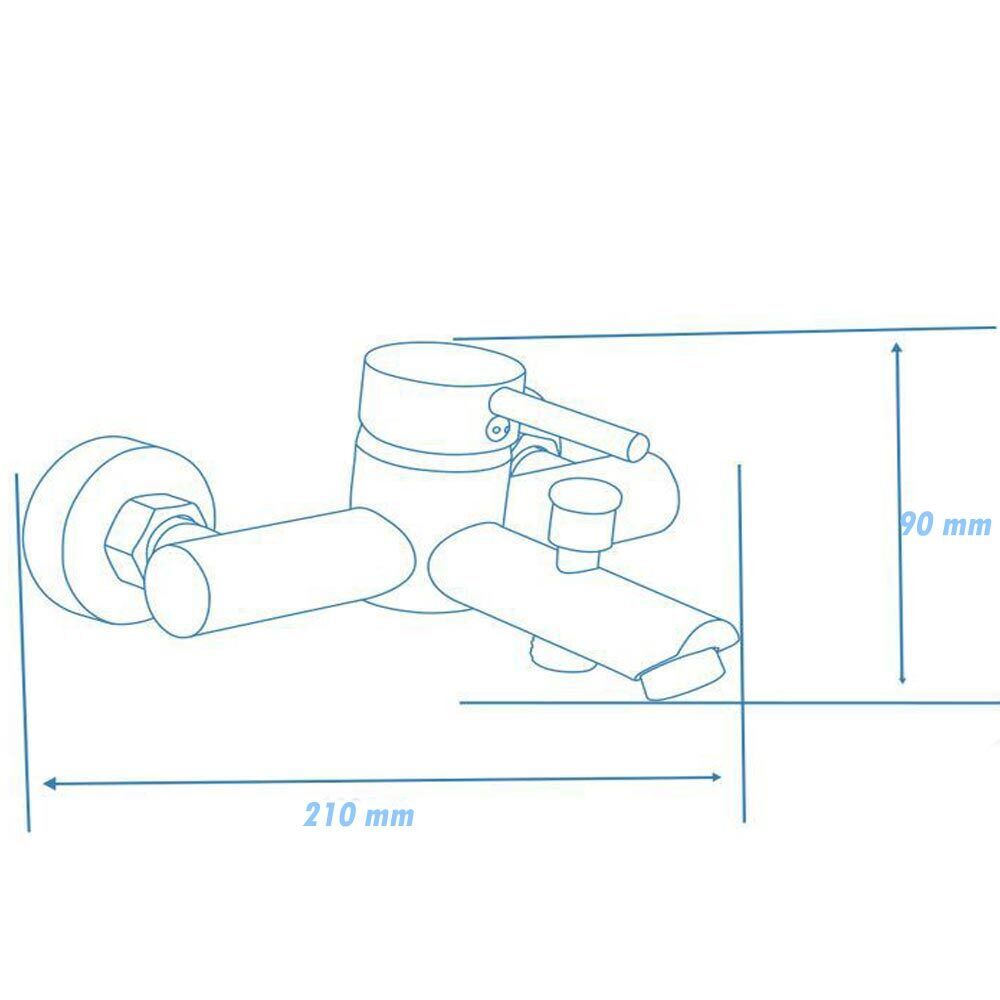 Rubinetto per bagno ultra moderno cromato lucido miscelatore per vasca da bagno modello Ray Silver