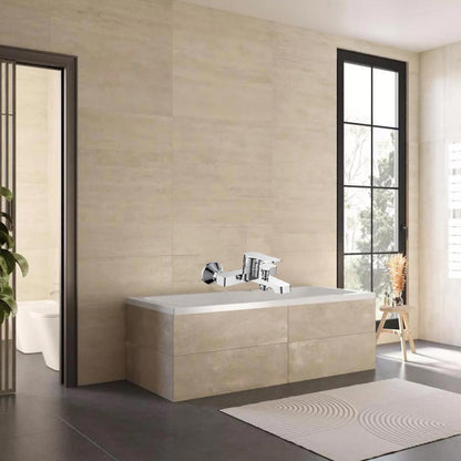 Rubinetto per bagno moderno miscelatore orientabile design quadrato per  vasca in ottone cromato lucido modello Allure