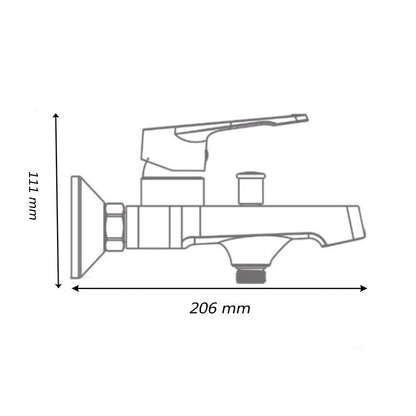 Rubinetto per bagno moderno miscelatore orientabile design quadrato per  vasca in ottone cromato lucido modello Allure