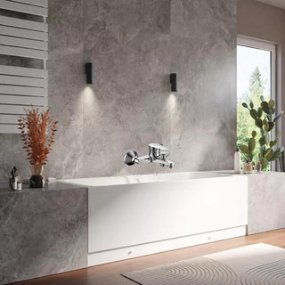 Rubinetto per vasca da bagno quadrato cromato lucido modello Cube