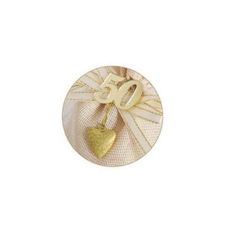 Set 12 sacchetti in juta portaconfetti anniversario 25 e 50 Anni