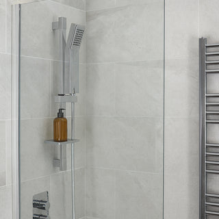 Saliscendi cromato soffione doccia quadrato mensola staffa 85 cm