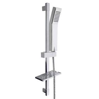 Saliscendi cromato soffione doccia quadrato mensola staffa 85 cm