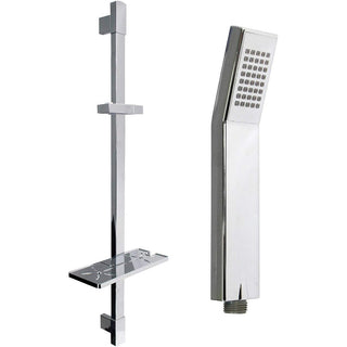 Saliscendi cromato soffione doccia quadrato mensola staffa 85 cm