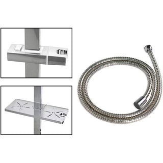 Saliscendi cromato soffione doccia quadrato mensola staffa 85 cm