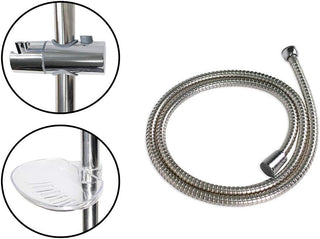Saliscendi cromato con soffione multigetto staffa porta sapone 70 cm