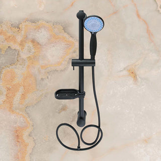 Saliscendi colonna doccia nero opaco con porta sapone flessibile 60 cm