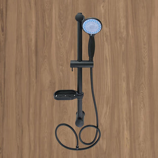 Saliscendi colonna doccia nero opaco con porta sapone flessibile 60 cm