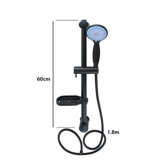 Saliscendi colonna doccia nero opaco con porta sapone flessibile 60 cm