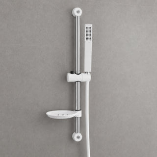 Saliscendi doccia bianco con doccino portasapone flessibile 150 cm