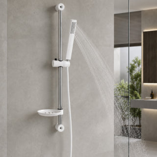 Saliscendi doccia bianco con doccino portasapone flessibile 150 cm