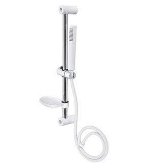 Saliscendi doccia bianco con doccino portasapone flessibile 150 cm