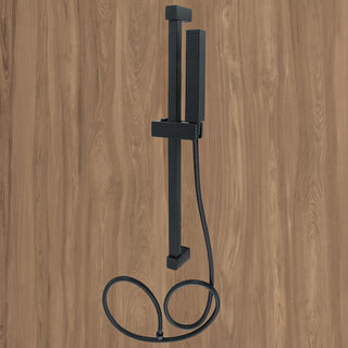 Saliscendi con doccino quadrato nero opaco asta doccia con flessibile
