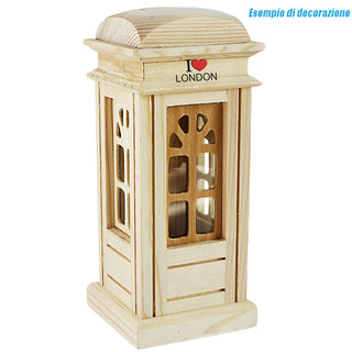 Salvadanaio cabina telefonica legno decoupage tappo gomma