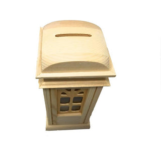 Salvadanaio cabina telefonica legno decoupage tappo gomma
