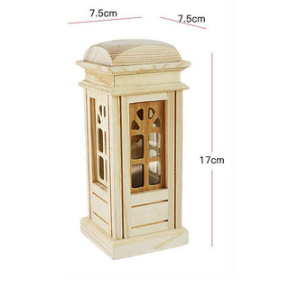 Salvadanaio cabina telefonica legno decoupage tappo gomma