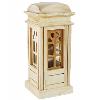 Salvadanaio cabina telefonica legno decoupage tappo gomma