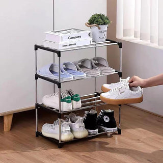 Scaffale impilabile multiuso a 4 ripiani organizer porta scarpe