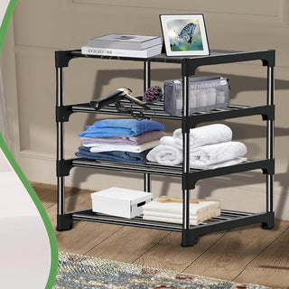Scaffale impilabile multiuso a 4 ripiani organizer porta scarpe