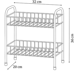 Mobiletto in metallo bianco a 2 ripiani scaffale portaoggetti