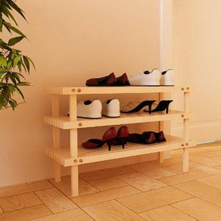 Scaffale scarpiera 3 ripiani salvaspazio impilabile in legno organizer