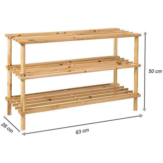 Scaffale scarpiera 3 ripiani salvaspazio impilabile in legno organizer