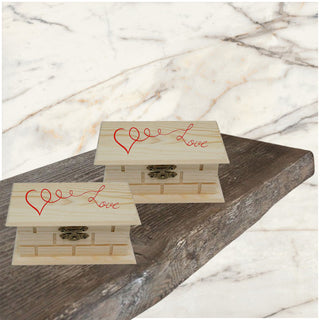 Scatola in legno per decoupage 2 pezzi effetto mattone