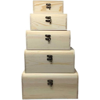 Scatole legno baule set 5 pezzi decoupage portagioie matrioska