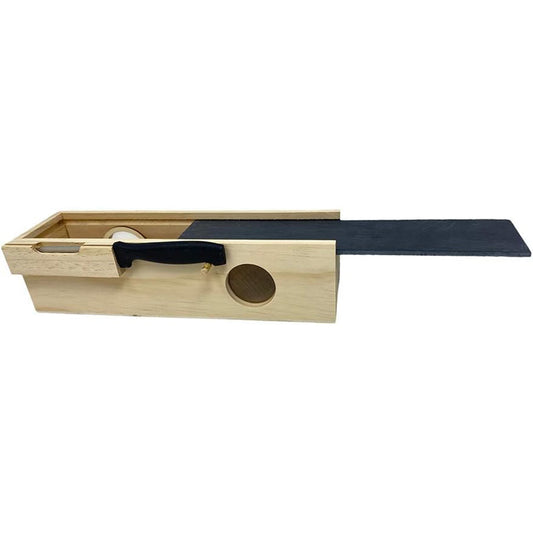 Scatola in legno per salame con tagliere in ardesia e coltello box con coperchio per alimenti
