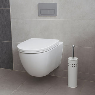 Portascopino a cilindro traforato con scopino da bagno con coperchio