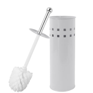 Portascopino a cilindro traforato con scopino da bagno con coperchio